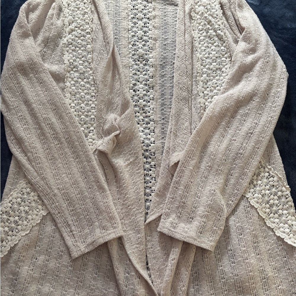 Maurices Cream Lace Knit Cardigan